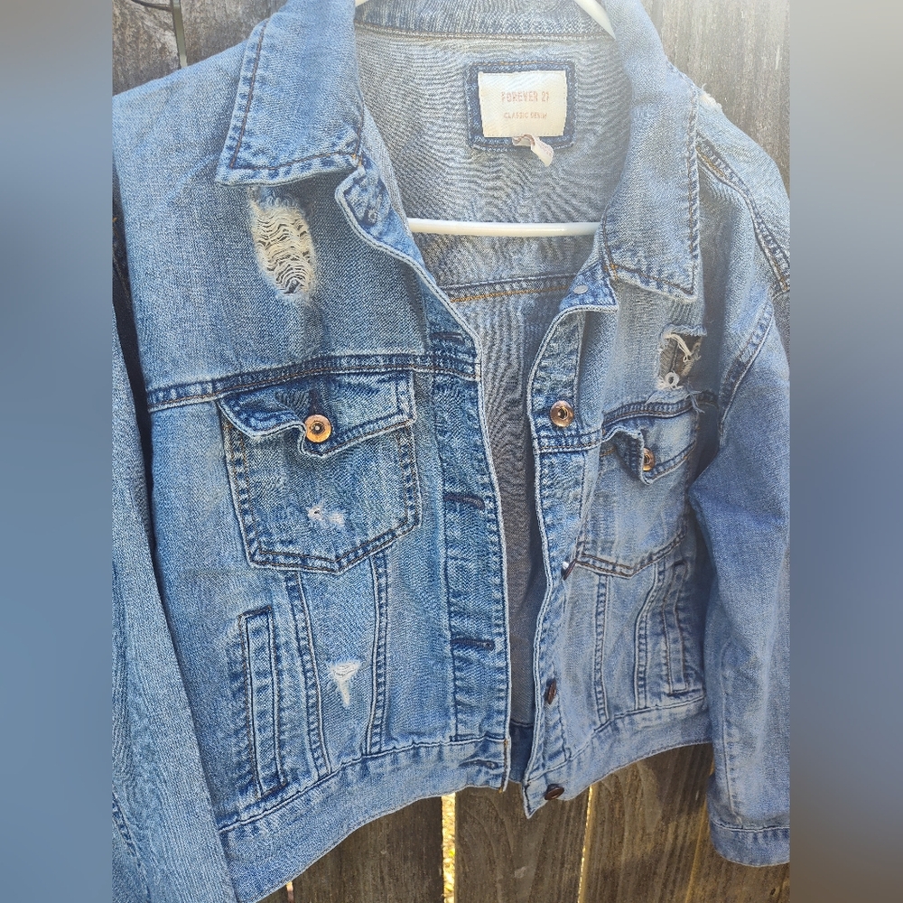 Distressed denim jacket from forever 21